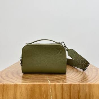 Loewe Mini Camera Crossbody bag in Grained Calfskin 9111 Olive Green 2024 Top (KE-24090222)