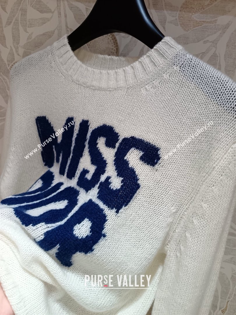 Dior Miss Dior Cashmere Silk Sweater CH101818 White/Blue 2024 (Q-24101818)