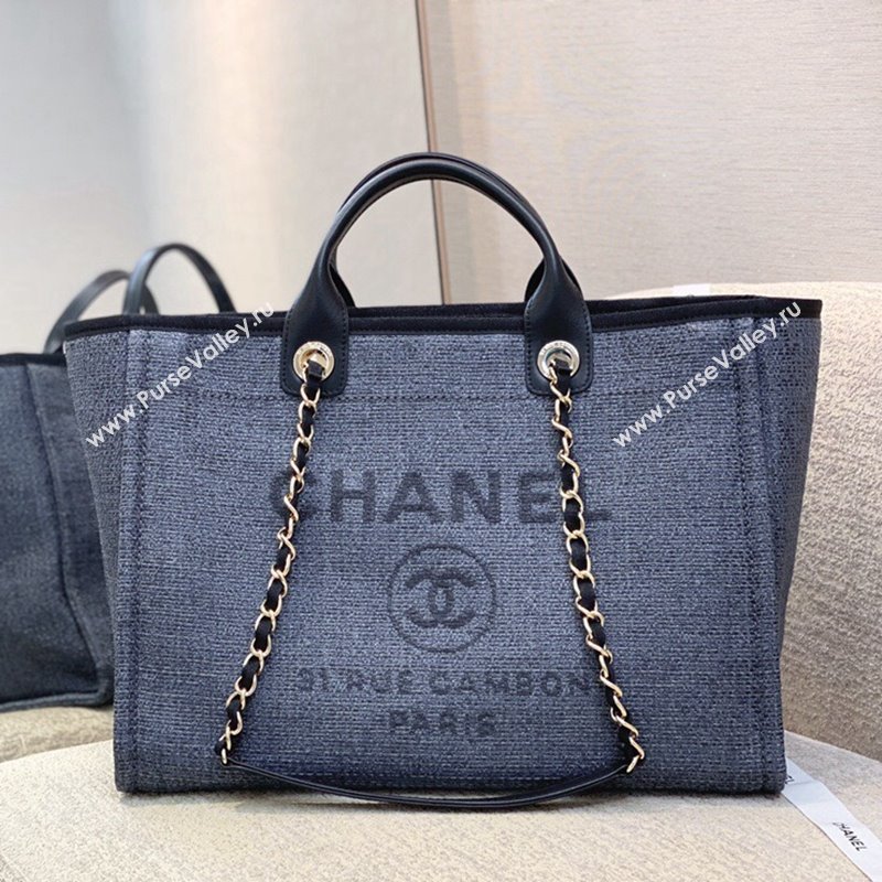 Chanel Deauville Mixed Fibers Large Shopping Bag A66941 Dark Gray 2021 (SSZ-21101263)