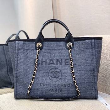 Chanel Deauville Mixed Fibers Large Shopping Bag A66941 Dark Gray 2021 (SSZ-21101263)