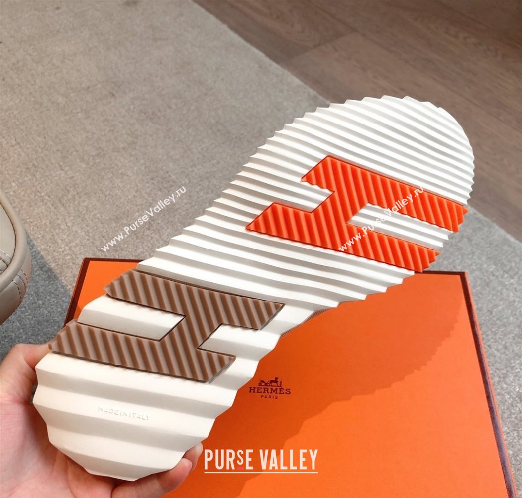 Hermes Bouncing Sneakers in Leather and Knit Beige 2025 0226 (XC-250226047)