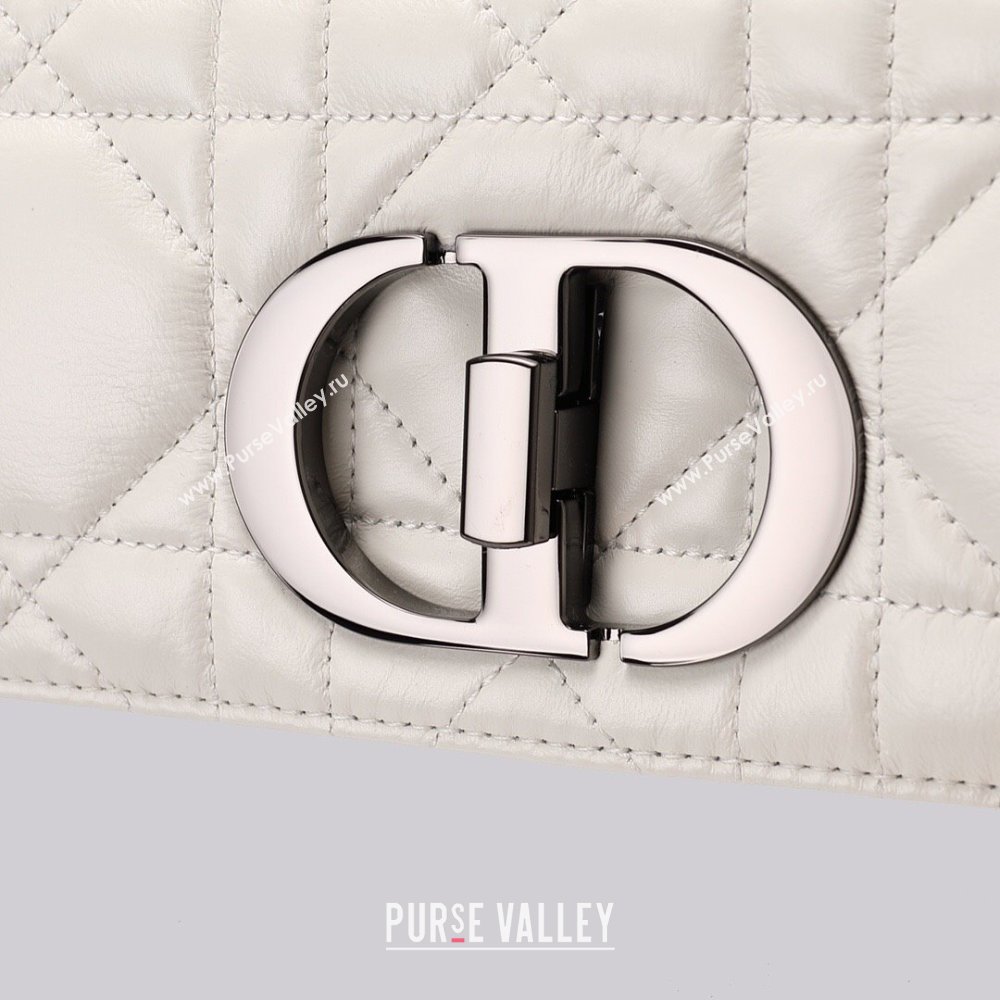 Dior Large Caro Chain Bag in Quilted Macrocannage Calfskin White 2024 (DMZ-24052232)