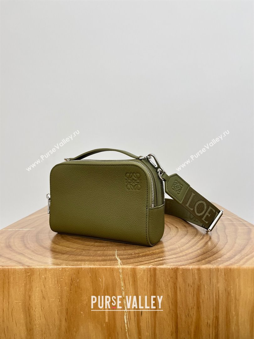 Loewe Mini Camera Crossbody bag in Grained Calfskin 9111 Olive Green 2024 Top (KE-24090222)