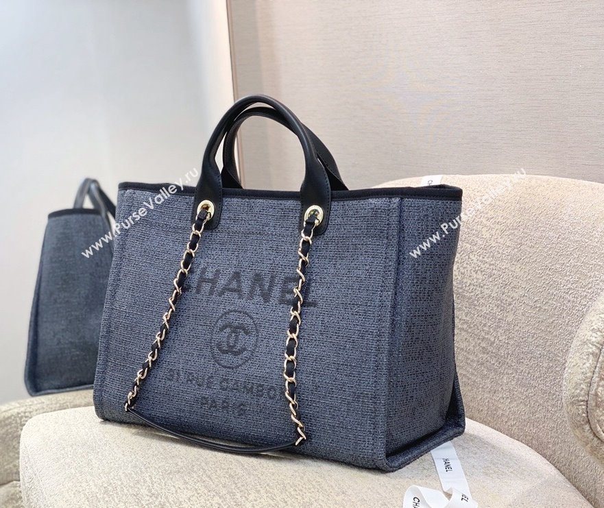 Chanel Deauville Mixed Fibers Large Shopping Bag A66941 Dark Gray 2021 (SSZ-21101263)