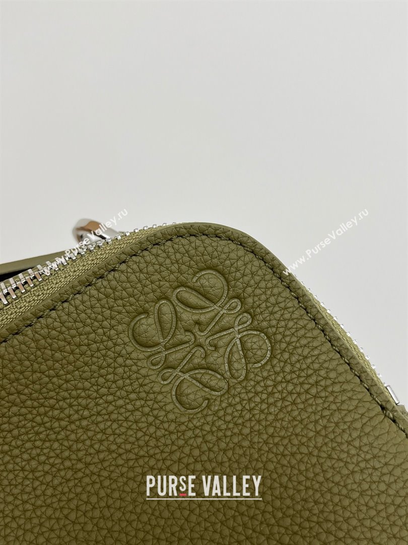 Loewe Mini Camera Crossbody bag in Grained Calfskin 9111 Olive Green 2024 Top (KE-24090222)