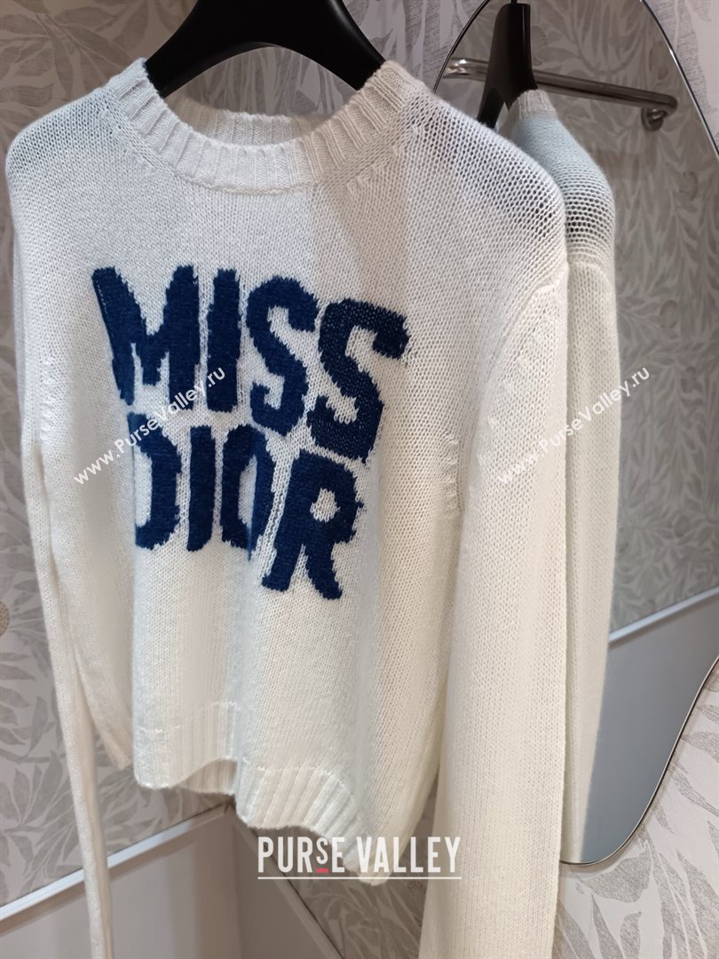 Dior Miss Dior Cashmere Silk Sweater CH101818 White/Blue 2024 (Q-24101818)