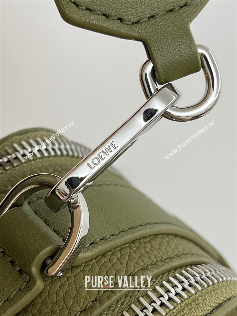 Loewe Mini Camera Crossbody bag in Grained Calfskin 9111 Olive Green 2024 Top (KE-24090222)