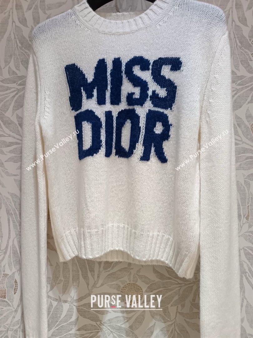 Dior Miss Dior Cashmere Silk Sweater CH101818 White/Blue 2024 (Q-24101818)