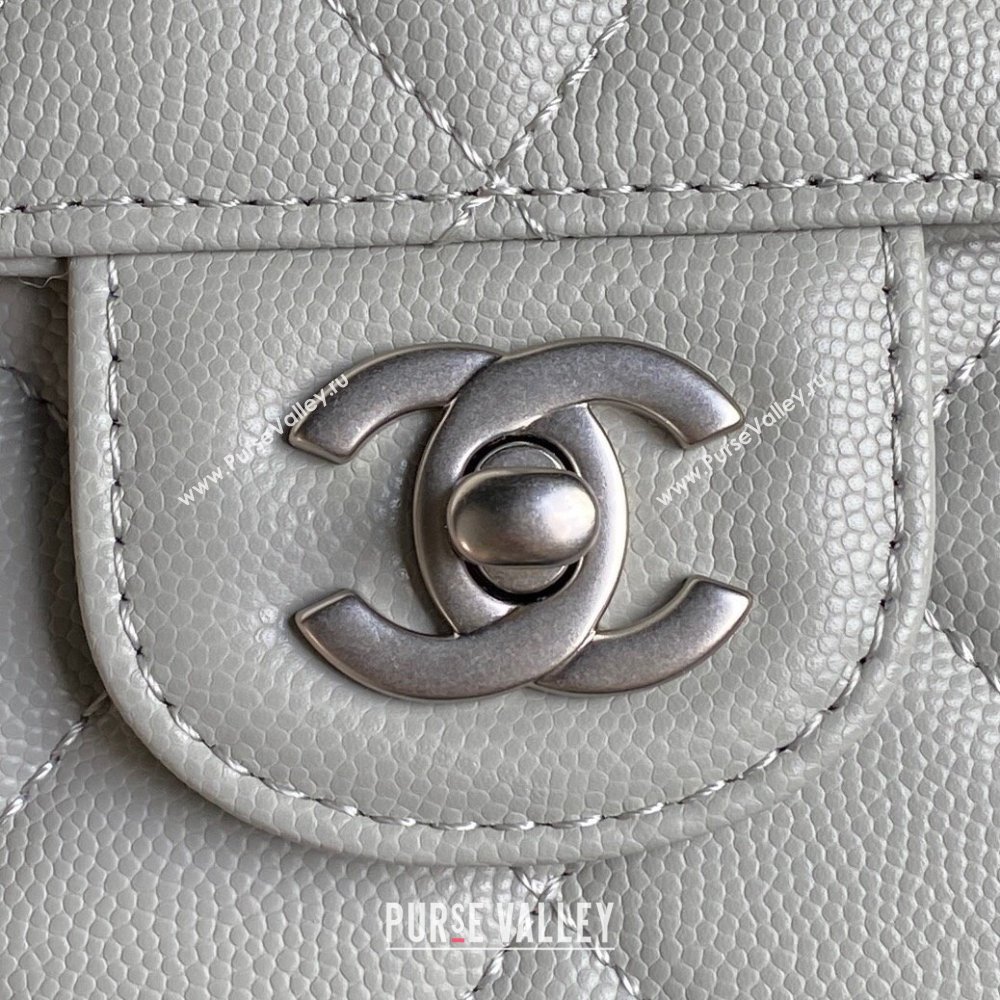 Chanel Grained Shiny Calfskin Small Flap bag with Top Handle AS5166 Grey 2024 (yezi-241106137)