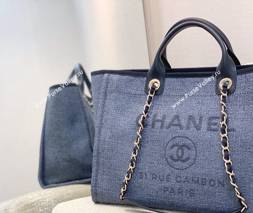 Chanel Deauville Mixed Fibers Large Shopping Bag A66941 Dark Gray 2021 (SSZ-21101263)