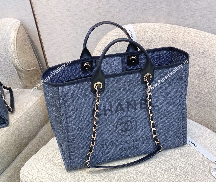 Chanel Deauville Mixed Fibers Large Shopping Bag A66941 Dark Gray 2021 (SSZ-21101263)