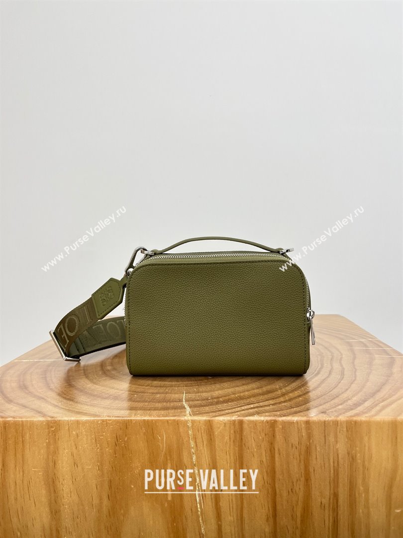 Loewe Mini Camera Crossbody bag in Grained Calfskin 9111 Olive Green 2024 Top (KE-24090222)