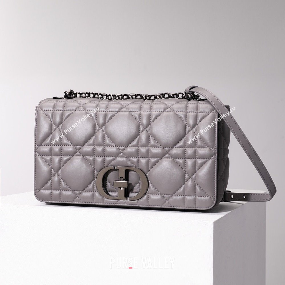 Dior Large Caro Chain Bag in Quilted Macrocannage Calfskin Gray 2024 (DMZ-24052234)