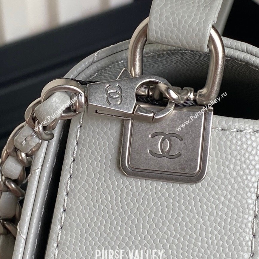 Chanel Grained Shiny Calfskin Small Flap bag with Top Handle AS5166 Grey 2024 (yezi-241106137)