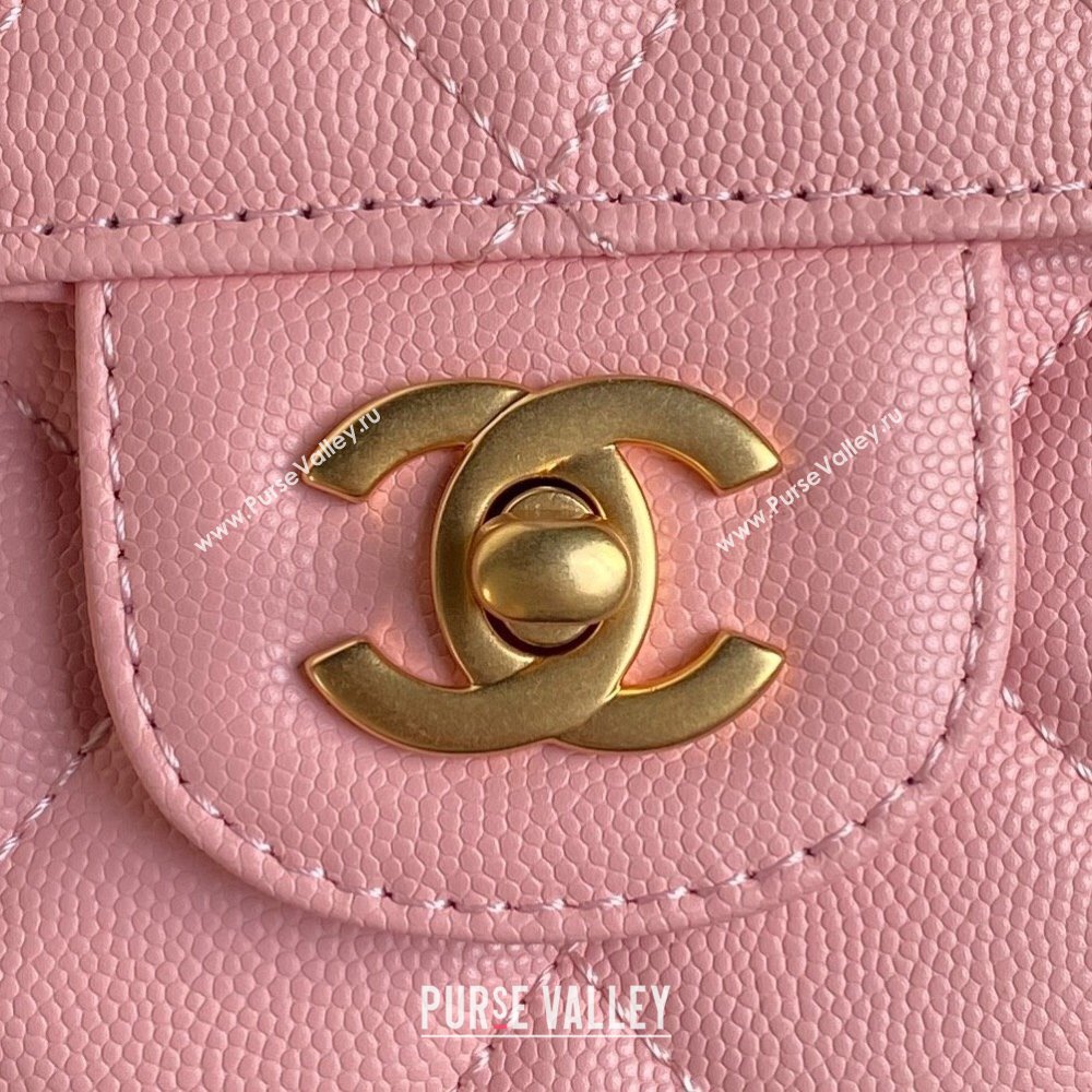 Chanel Grained Shiny Calfskin Small Flap bag with Top Handle AS5166 Light Pink 2024 (yezi-241106139)