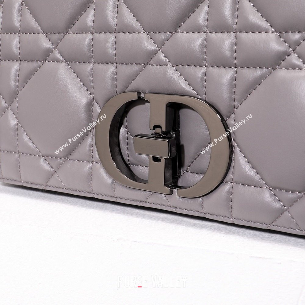 Dior Large Caro Chain Bag in Quilted Macrocannage Calfskin Gray 2024 (DMZ-24052234)