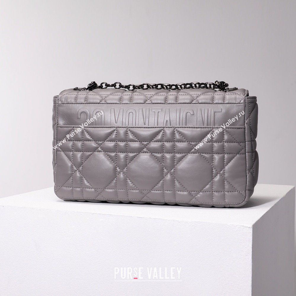 Dior Large Caro Chain Bag in Quilted Macrocannage Calfskin Gray 2024 (DMZ-24052234)