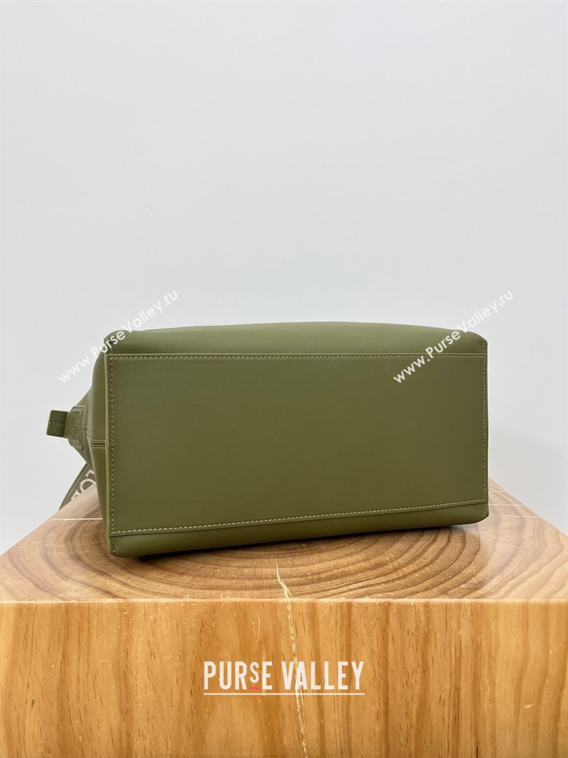 Loewe Cubi Crossbody Bag in Supple Smooth Calfskin and Jacquard Olive Green 2024 Top (KE-24090223)