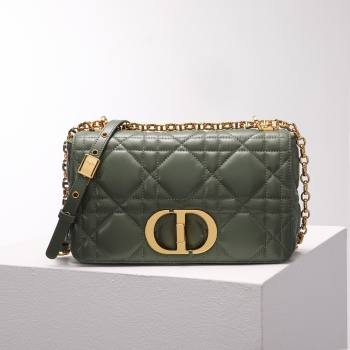 Dior Medium Caro Chain Bag in Quilted Macrocannage Calfskin Green 2024 (DMZ-24052235)