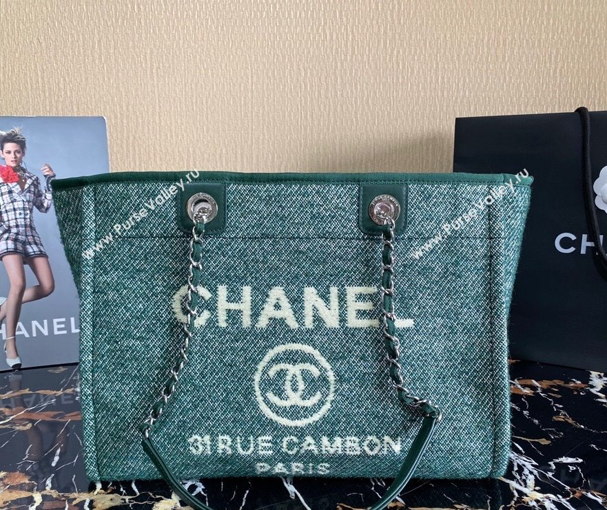 Chanel Deauville Mixed Fibers Medium Shopping Bag A67001 Cyan 2021 (SSZ-21101261)