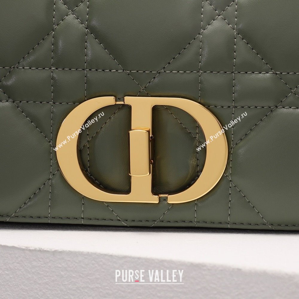 Dior Medium Caro Chain Bag in Quilted Macrocannage Calfskin Green 2024 (DMZ-24052235)