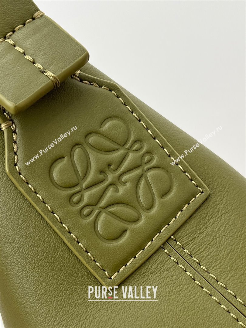 Loewe Mens Small Cubi Crossbody Bag in Supple Smooth Calfskin and Jacquard Olive Green 2024 Top (KE-24090224)