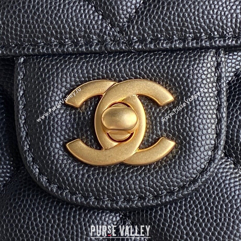 Chanel Grained Shiny Calfskin Mini Flap bag with Top Handle AS5165 Black 2024 (yezi-241106140)