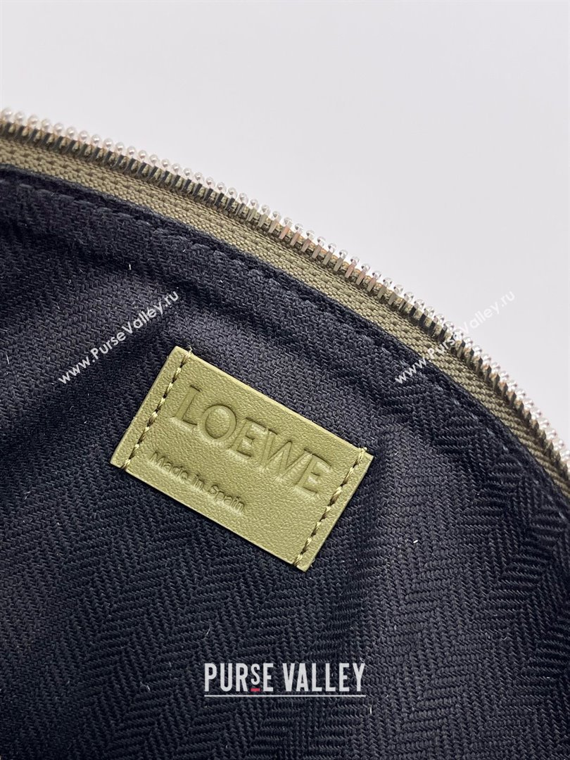 Loewe Mens Small Cubi Crossbody Bag in Supple Smooth Calfskin and Jacquard Olive Green 2024 Top (KE-24090224)