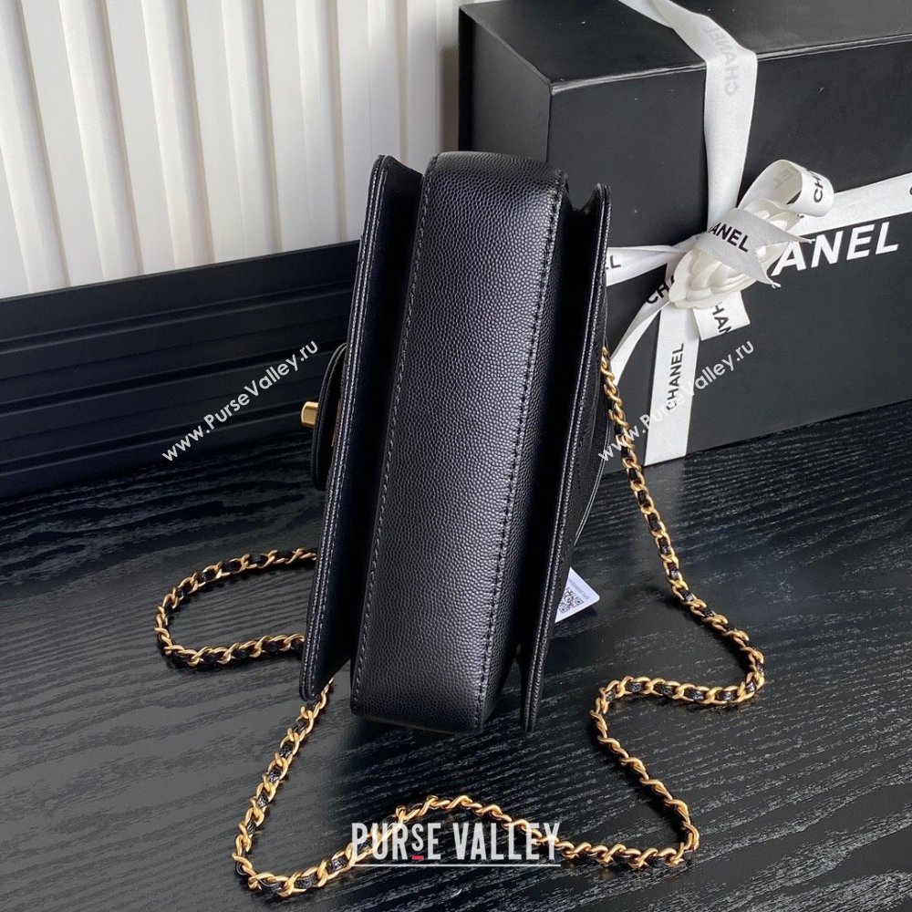 Chanel Grained Shiny Calfskin Mini Flap bag with Top Handle AS5165 Black 2024 (yezi-241106140)