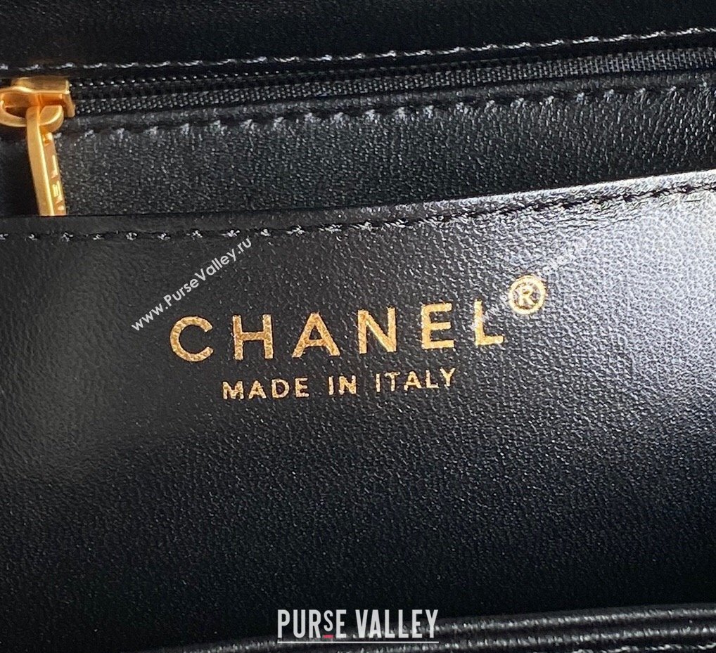 Chanel Grained Shiny Calfskin Mini Flap bag with Top Handle AS5165 Black 2024 (yezi-241106140)