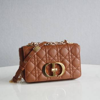 Dior Small Caro Chain Bag in Soft Cannage Calfskin Brown 2024 (DMZ-24052207)