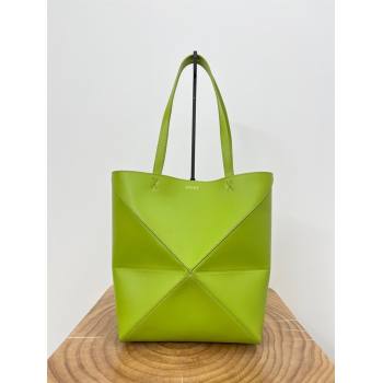 Loewe Medium Puzzle Fold Tote in Shiny Calfskin 9029 Meadow Green Green 2024 Top (KE-24090225)