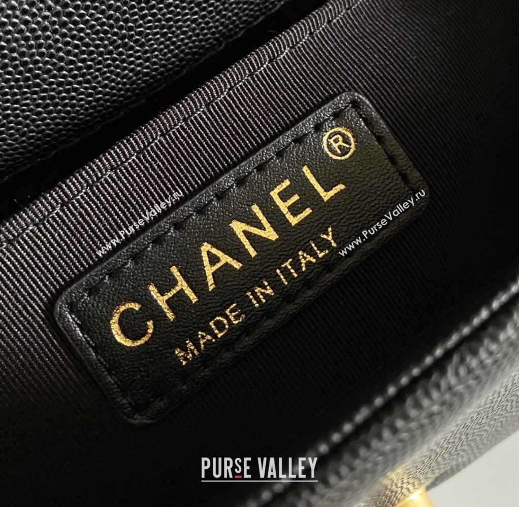 Chanel Small Boy Chanel Handbag with Handle in Grained Shiny Calfskin Black 2023 (YUND-23110601)