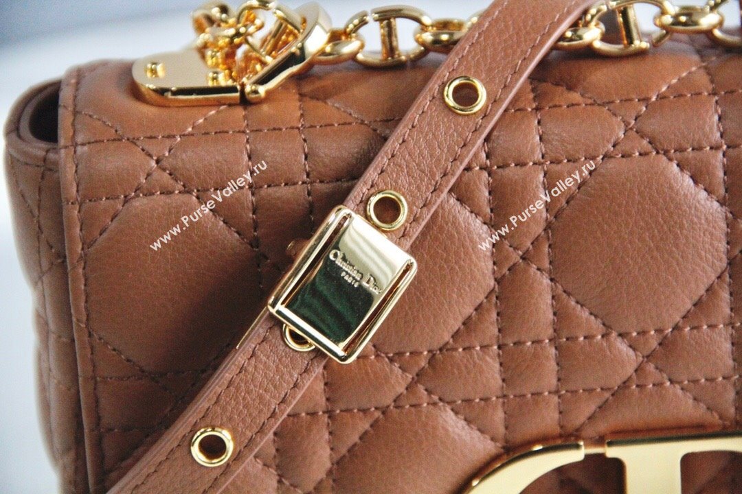 Dior Small Caro Chain Bag in Soft Cannage Calfskin Brown 2024 (DMZ-24052207)