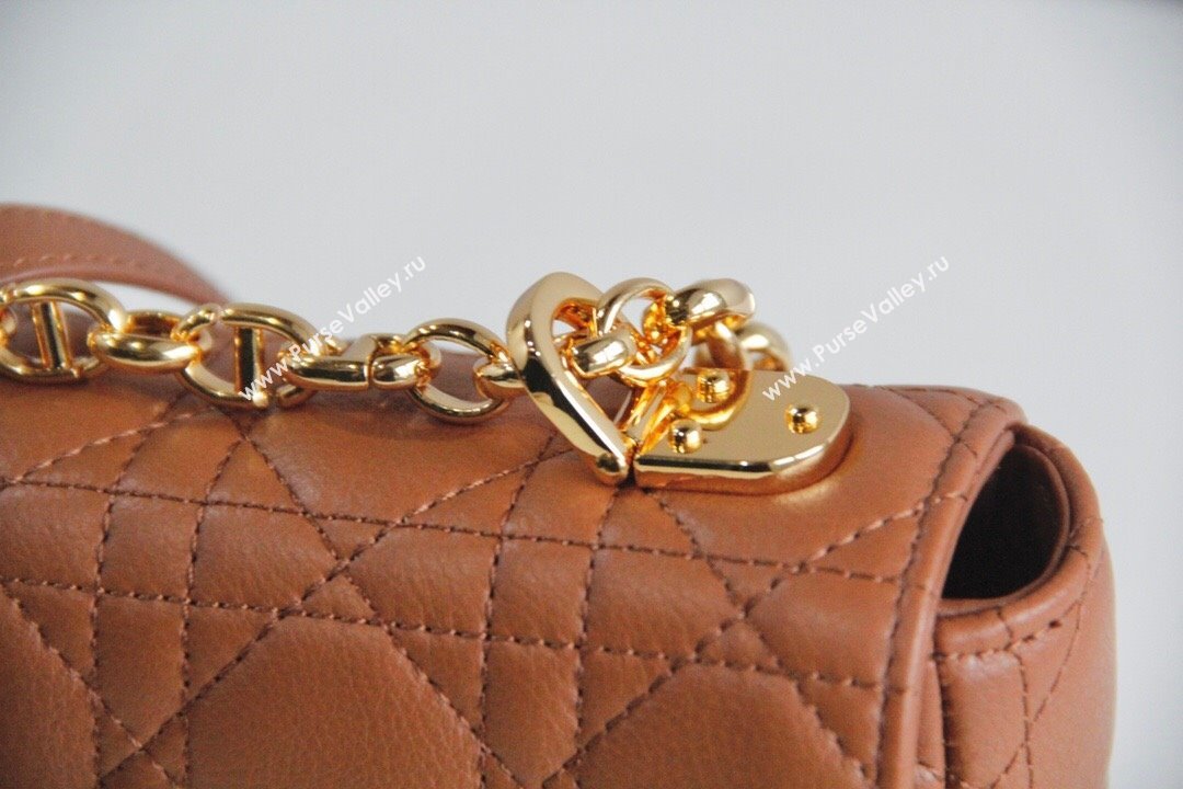 Dior Small Caro Chain Bag in Soft Cannage Calfskin Brown 2024 (DMZ-24052207)