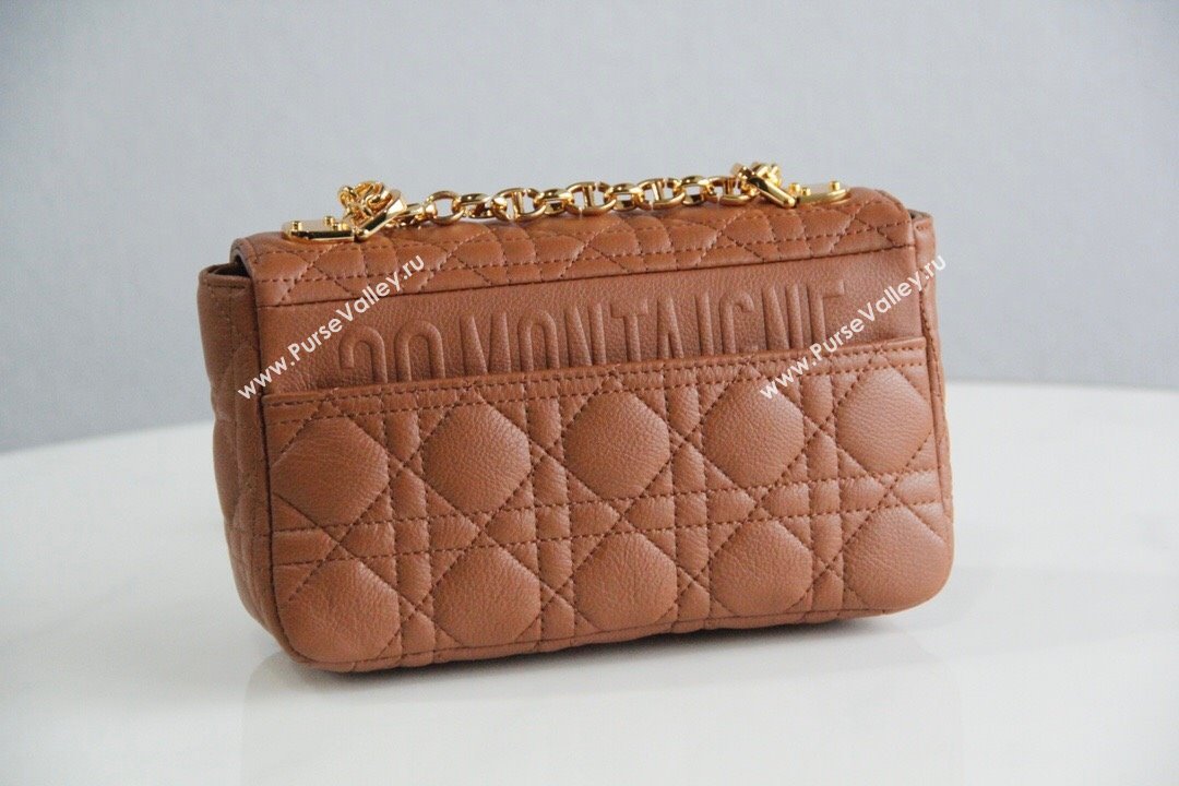 Dior Small Caro Chain Bag in Soft Cannage Calfskin Brown 2024 (DMZ-24052207)