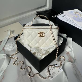 Chanel Lambskin Vanity Case Clutch with Chain AP3799 White 2024 (YEZI-24071101)