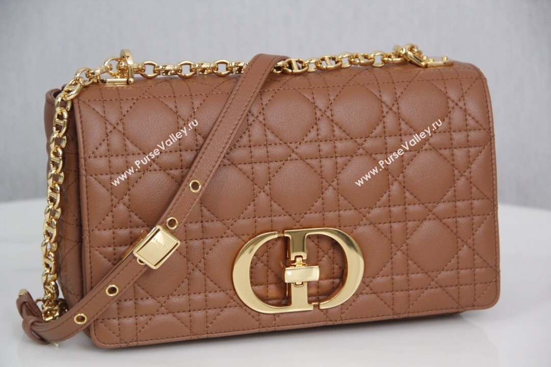 Dior Medium Caro Chain Bag in Soft Cannage Calfskin Brown 2024 (DMZ-24052208)