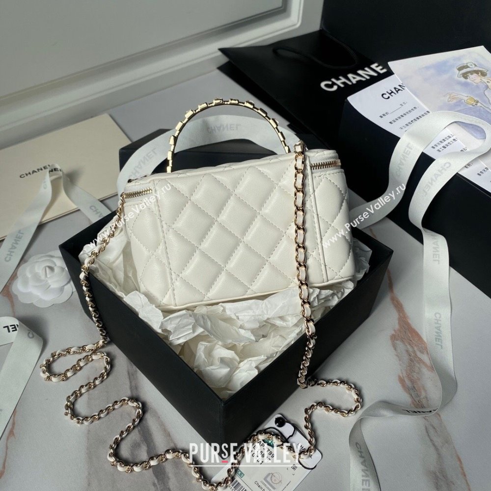 Chanel Lambskin Vanity Case Clutch with Chain AP3799 White 2024 (YEZI-24071101)