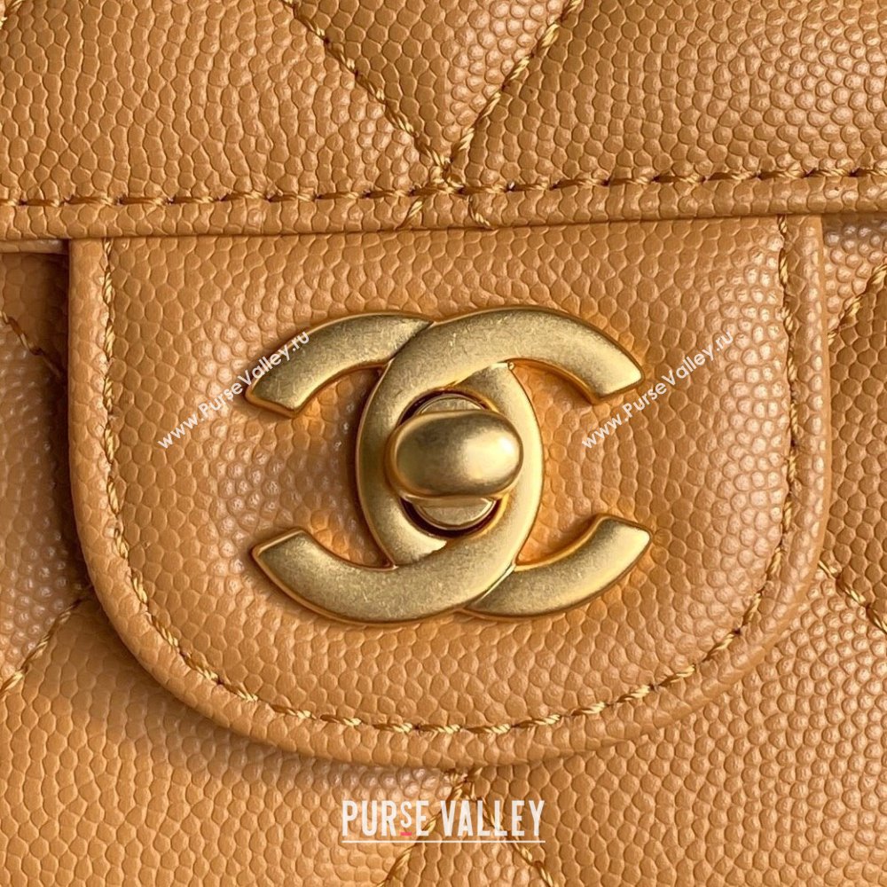 Chanel Grained Shiny Calfskin Mini Flap bag with Top Handle AS5165 Yellow 2024 (yezi-241106142)