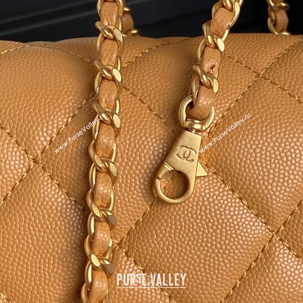 Chanel Grained Shiny Calfskin Mini Flap bag with Top Handle AS5165 Yellow 2024 (yezi-241106142)