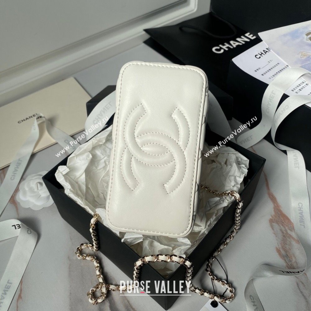 Chanel Lambskin Vanity Case Clutch with Chain AP3799 White 2024 (YEZI-24071101)