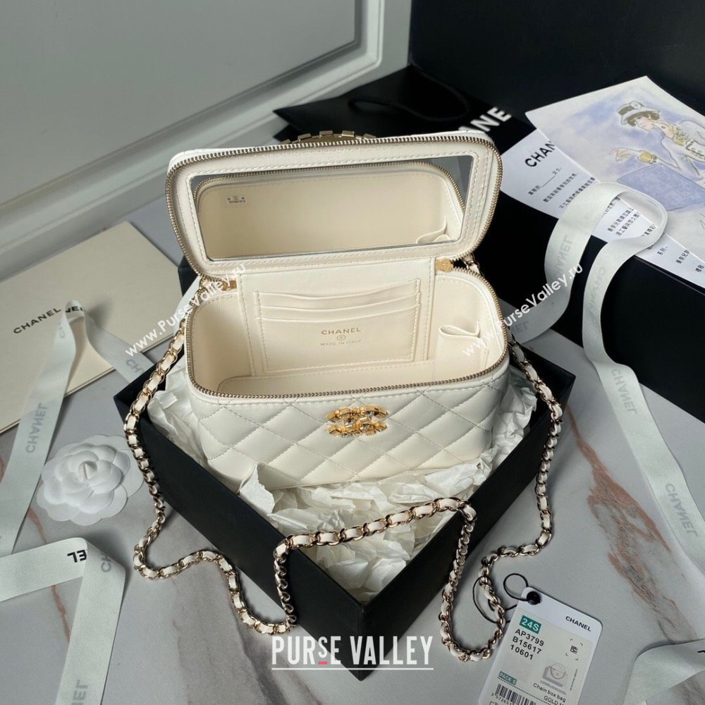 Chanel Lambskin Vanity Case Clutch with Chain AP3799 White 2024 (YEZI-24071101)