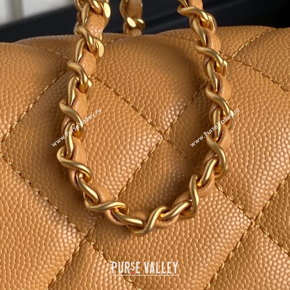 Chanel Grained Shiny Calfskin Mini Flap bag with Top Handle AS5165 Yellow 2024 (yezi-241106142)