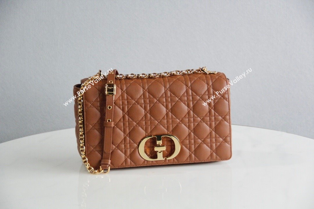 Dior Large Caro Chain Bag in Soft Cannage Calfskin Brown 2024 (DMZ-24052209)