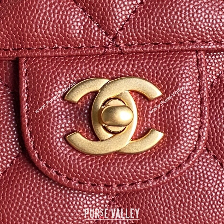 Chanel Grained Shiny Calfskin Mini Flap bag with Top Handle AS5165 Red 2024 (yezi-241106143)