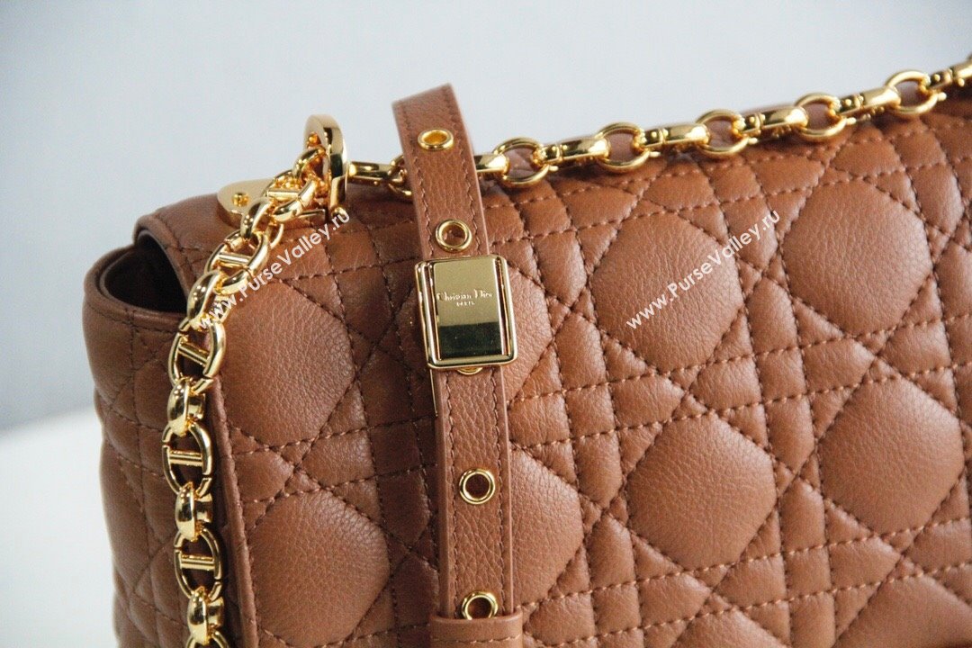 Dior Large Caro Chain Bag in Soft Cannage Calfskin Brown 2024 (DMZ-24052209)