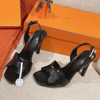 Hermes Holy 105 Sandal in Lizard Pattern Calfskin Black 2025 (MD-25031711)