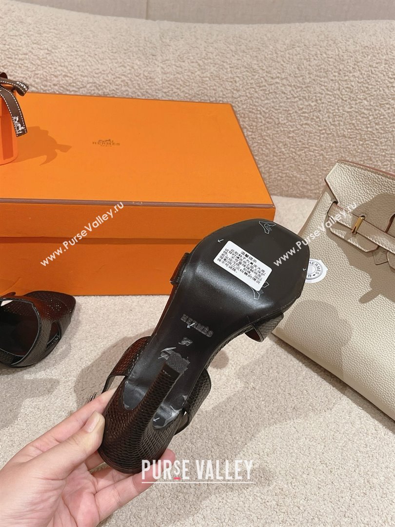 Hermes Holy 105 Sandal in Lizard Pattern Calfskin Black 2025 (MD-25031711)