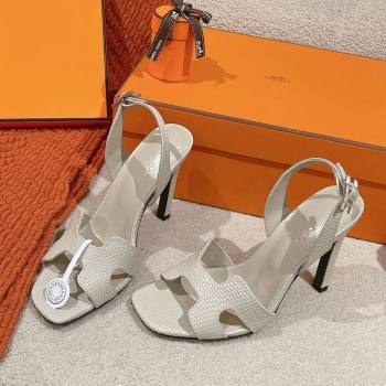 Hermes Holy 105 Sandal in Lizard Pattern Calfskin White 2025 (MD-25031712)